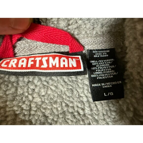 Craftsman Hoodie Men L/G Navy Blue Waffle Zip Up Sherpa Lined Warm Heavy - Picture 3 of 9